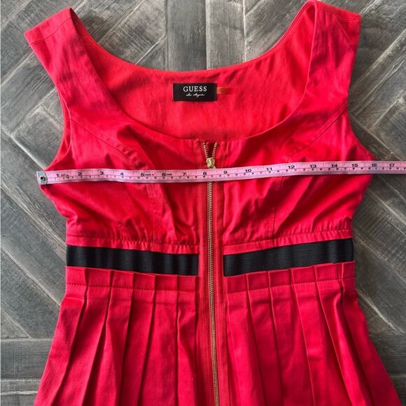 Guess Red Front Zipper Pleated Dress | Approx Size S - Picture 9 of 11